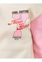 Girls Beige Color Block Printed Hoodie - 4