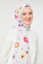 Silver Flower Pattern Mono Crepe Shawl - 2
