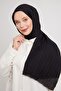 Black Pleated Cotton Shawl - 3
