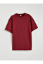 Burgundy Crew Neck Basic Girls' T-Shirt