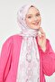 Pink triangle pattern mono crepe shawl - 3