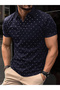 Men Navy Graphic Print Short Sleeve Polo Shirt