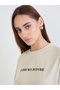 Beige Slogan Print Oversized T-Shirt - 3