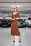 Women's Short Sleeve Knitwear V-Neck Wool Viscose Midi Length Dress - 8