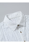 Men White Knit Shirt with Spread Collar - 3