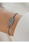 Steel Bracelet Silver Color with Zircon Stone Elevated Adjustable