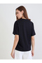 Black Embroidered Floral Pocket T-Shirt - 4