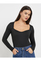 Black Sweetheart Neck Bodysuit - 3