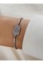 Steel Bracelet Silver Color with Zircon Stone Elevated Adjustable - 4