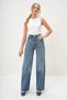 Blue High Waist Palazzo Cut Jean Trousers Alc-X13172 - 3