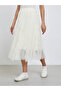 Off White Tulle Mesh Midi Skirt - 2