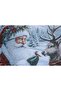 Santa Claus with Reindeer, Plaid Frame, Jacquard Woven Tapette, Decorative Silvery Cushion, 45*45 - 2