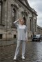 Cotton Corded Fabric Women's Blouse and Pants Two-Piece Set - 2