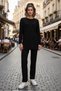 Cotton Corded Fabric Women's Blouse and Pants Two-Piece Set