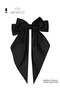 Women's Black Shiny Bow Ribbon Long Luxury Buckle