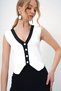 White V-Neck Color Block Knitwear Vest Alc-X13379 - 4