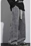 Elastic Waistband with Ties Gray Men's Baggy Jeans Relaxed Fit Wide Leg 5006 Model - 4