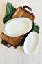 Aura Cream 2-Piece 20 cm Premium Porcelain Small Size Boat-Shaped Breakfast Mezelik Presentation Serving Set - 4