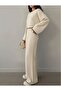 Contrast Stitching Detailed Women's Knitwear Set – Oversized Models - 2