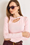 Women's Pink Cotton Modal Drop Neckline Stretchy Blouse Blz-19003130 - 6