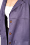 Women's Dark Blue Collared Pocket Flap Buttoned Shoulder Pad Piece Premium Suede Oversized Jacket Arm-25K001057 - 4