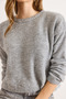Women's Gray Crew Neck Glitter Drawstring Knit Sweater Kzk-19001048 - 6