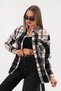Women's Black White Red Stripe Detailed Shirt