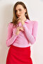 Women's Candy Pink Polo Neck Zipper Long Sleeve Stretchy Blouse Blz-19003103 - 4