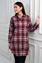 Women's Side Slit Plaid Long Shirt - 2