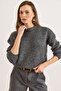 Women's Smoked Soft Textured Balloon Sleeve Thick Knit Sweater Kzk-19001037 - 5