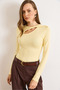Women's Yellow Cotton Modal Drop Neckline Stretchy Blouse Blz-19003130 - 3