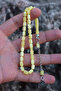 Yellow Small Capsule Cut Drop Simile Beirut Powder Amber Prayer Beads 8X5 mm - 4