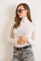 Women's White Turtleneck Transparent Stretchy Blouse Blz-19003169 - 4