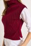 Women's Burgundy High Neck Thick Crop Knit Sweater Kzk-19001047 - 4
