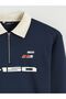 Xside Navy Blue Polo Collar Ford Printed Men's Sweatshirt - 7
