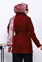 Burgundy Double-Breasted Collar Double Buttoned Cashmere Coat - 4