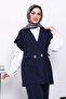 Navy Blue Vest and Pants Cupra Modal Set - 2
