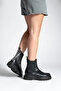 Women's Elastic Zipper Accessory Serrated Thick Sole Daily Boots Rupit Black - 5