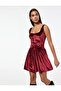 Square Neck Sleeveless Corset Detail Flounce Mini Velvet Dress - 2