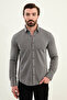 Striped Slim Fit Wool Long Sleeve Men's Shirt Black - 27113.25K