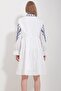 White Embroidered Dress with Inner Lining and Embroidery at the Neckline Alc-X11572 - 6