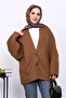 Brown Button Detailed Lined Cashmere Jacket