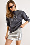 Women's Smoked Good Mood Embroidered Fleece-Lined Comfortable Fit Sweatshirt Swt-19000776 - 4