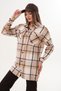 Women's Lumberjack Double Pocket Pocket Flap Brown Beige Araboy Sports Shirt - 4