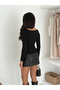 Kayık Yaka Stretch Fabric Women's Blouse - 6