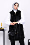 Black Hooded Fur Vest - 3