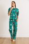 Women's New Year Green 100% Cotton Long Sleeve Pajamas Set Pjm-00000024 - 5