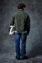 Men's Boxy Fit Buttoned Pocket Jacket Khaki Green - 6