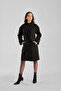 Black Regular Double-Breasted Collar Coat - 5