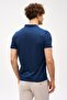 Men's Navy Blue Slim Fit Zippered Polo Collar Short Sleeve T-Shirt - 4